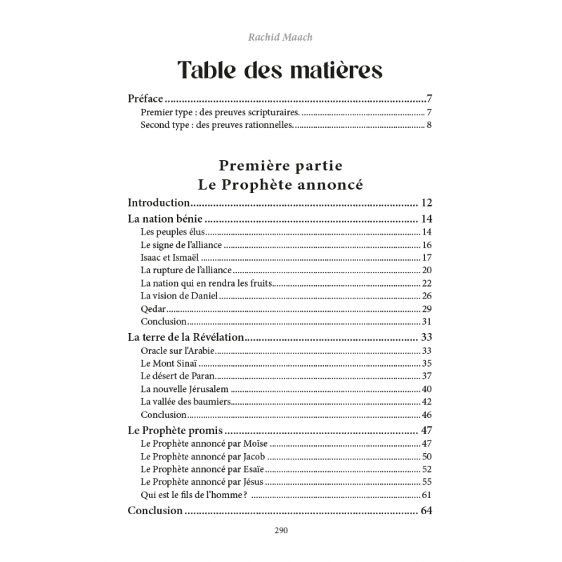 Muhammad est le Prophète de Dieu - 100 preuves irréfutables par Rachid Maach - Éditions Al-Hadîth - Table des matières 1ère partie