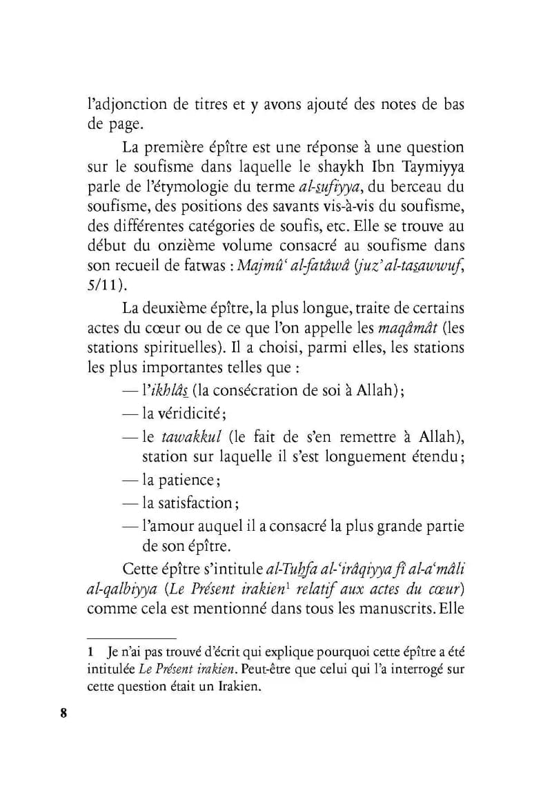 Les voies du cheminement spirituel par Ibn Taymiyyah Al-Bayyinah Livre > Islam 9782902526147 Librairie Musulmane Al-imen