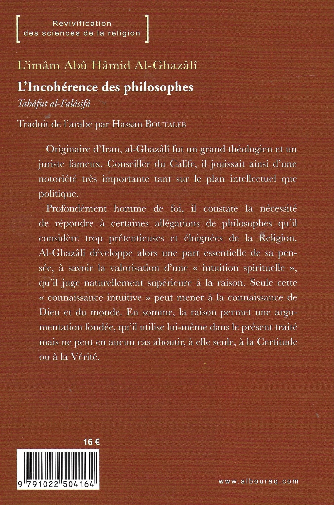 L’incohérence des philosophes d'Abu Hamid Al - Ghazali Al - imen