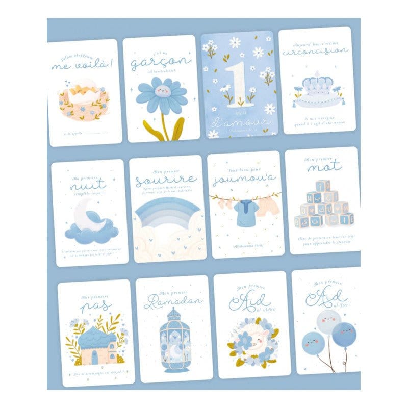 Ma première année : Cartes-étapes de mon bébé musulman (Version garçon Bleu) - Dès 3 ans - DeeniLearn DeeniLearn Jeu Islam 9782931241202 Librairie Musulmane Al-imen