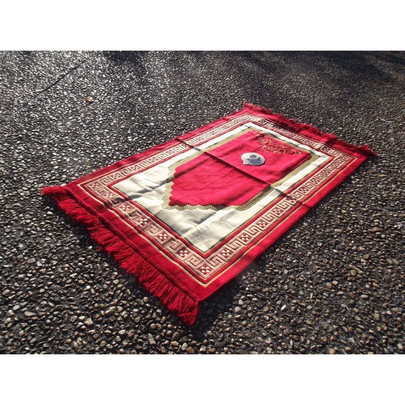 Tapis de prières avec boussole intégrée rouge Sana Tapis de prière > Boussole 3700495413404 Librairie Musulmane Al-imen