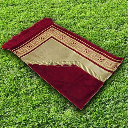 Tapis prière velours luxe - couleur rouge carmin Al - imen